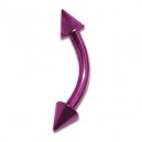 Pink Anodized Eyebrow Curved Bar Ring w/ Spikes