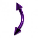 Purple Anodized Eyebrow Curved Bar Ring w/ Spikes