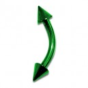 Green Anodized Eyebrow Curved Bar Ring w/ Spikes