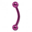 Pink Anodized Eyebrow Curved Bar Ring w/ Balls
