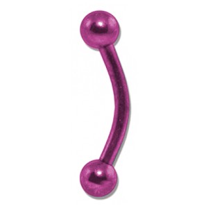 Pink Anodized Eyebrow Curved Bar Ring w/ Balls