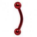 Red Anodized Eyebrow Curved Bar Ring w/ Balls
