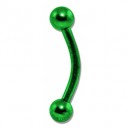 Green Anodized Eyebrow Curved Bar Ring w/ Balls
