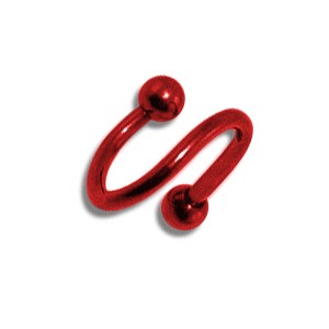Red Anodized Twisted Barbell w/ Balls