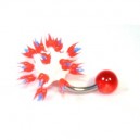 Red / White Biocompatible Silicone Belly Bar Navel Button Ring