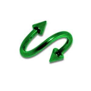 Green Anodized Twisted Barbell w/ Spikes