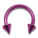 Pink Anodized Circular Barbell w/ Spikes