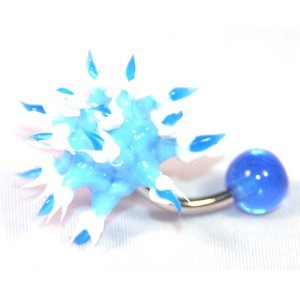 White / Blue Biocompatible Silicone Belly Bar Navel Button Ring