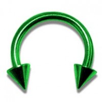 Green Anodized Circular Barbell w/ Spikes