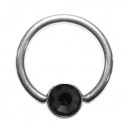 Grade 23 Titanium BCR 8mm Ring with Black Strass