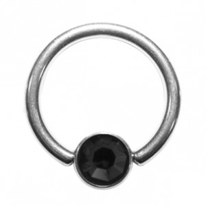 Grade 23 Titanium BCR 8mm Ring with Black Strass