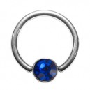 Piercing Anillo 8 mm Titanio Grado 23 BCR Strass Azul
