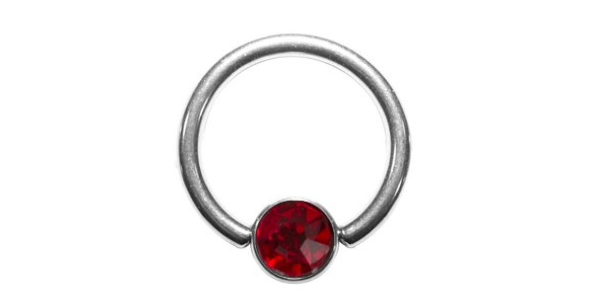 Grade 23 Titanium Bcr Ring With Red Strass Votre Piercing 6204