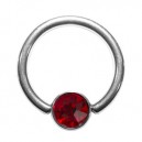 Grade 23 Titanium BCR 8mm Ring with Red Strass