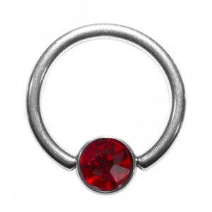 Grade 23 Titanium BCR 8mm Ring with Red Strass