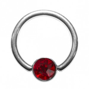 Grade 23 Titanium BCR Ring with Red Strass