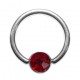 Grade 23 Titanium BCR 8mm Ring with Red Strass