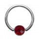 Grade 23 Titanium BCR Ring with Red Strass