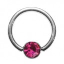 Grade 23 Titanium BCR Ring with Pink Strass
