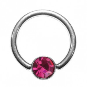 Piercing Anillo 8 mm Titanio Grado 23 BCR Strass Rosa