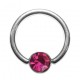 Grade 23 Titanium BCR 8mm Ring with Pink Strass