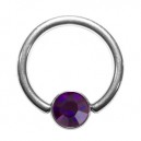 Grade 23 Titanium BCR 8mm Ring with Dark Purple Strass