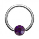 Grade 23 Titanium BCR Ring with Dark Purple Strass