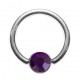 Grade 23 Titanium BCR Ring with Dark Purple Strass