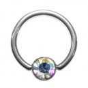 Piercing Anillo 8 mm Titanio Grado 23 BCR Strass Multicolor