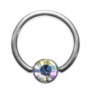 Piercing Anillo 8 mm Titanio Grado 23 BCR Strass Multicolor