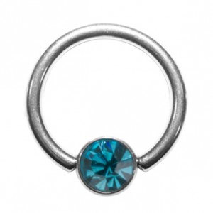 Grade 23 Titanium BCR 8mm Ring with Turquoise Strass