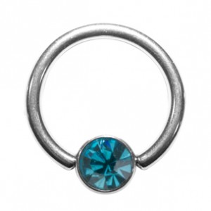 Grade 23 Titanium BCR Ring with Turquoise Strass
