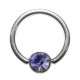 Grade 23 Titanium BCR Ring with Light Purple Strass