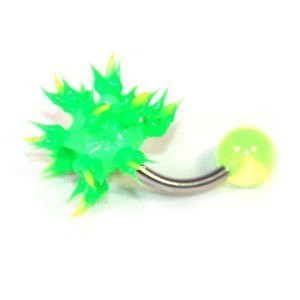 Green Biocompatible Silicone Belly Bar Navel Button Ring