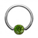 Grade 23 Titanium BCR 8mm Ring with Green Strass