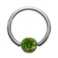 Grade 23 Titanium BCR Ring with Green Strass