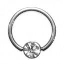 Piercing Ring 8 mm Titan Grad 23 BCR Klemmring Strass Weiß