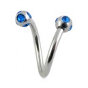 Helix- / Spiral-Piercing Chirurgenstahl 5 Hellblaue Strasssteine