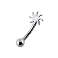 Sun 316L Surgical Steel Eyebrow Curved Bar Ring