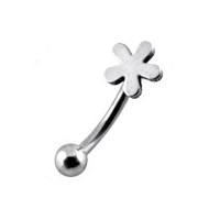 Flower 316L Surgical Steel Eyebrow Curved Bar Ring