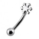 Snowflake 316L Surgical Steel Eyebrow Curved Bar Ring