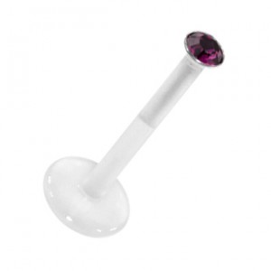 Purple Push-fit Bioflex Medusa Bar Stud Ring