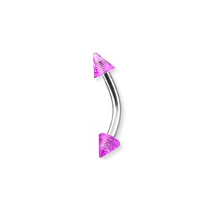 Glittering Purple Acrylic Eyebrow Curved Bar Ring w/ Spikes