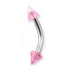Glittering Pink Acrylic Eyebrow Curved Bar Ring w/ Spikes