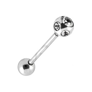 Tongue Bar Ring w/ 5 White Strass