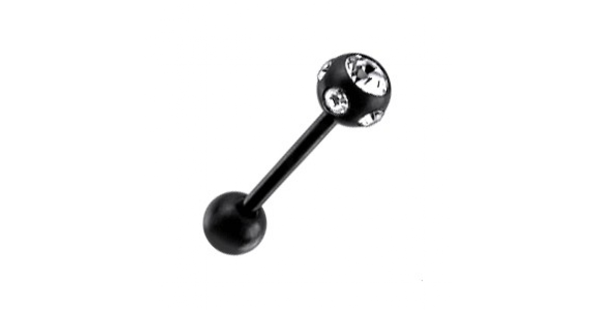 Piercing Lengua Negro Strass Blancos Votre Piercing