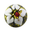 Boule de Piercing Acrylique Pailletée Fleur Blanche / Jaune
