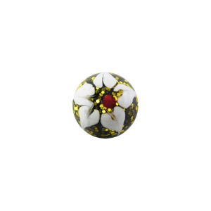 Acrylic Spangled White/Yellow Flower Barbell Ball