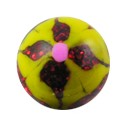 Boule de Piercing Acrylique Pailletée Fleur Jaune / Rouge