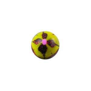 Boule de Piercing Acrylique Pailletée Fleur Jaune / Rouge